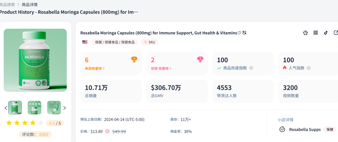 TikTok保健品市场强势吸金,小小胶囊一日狂销6627单!